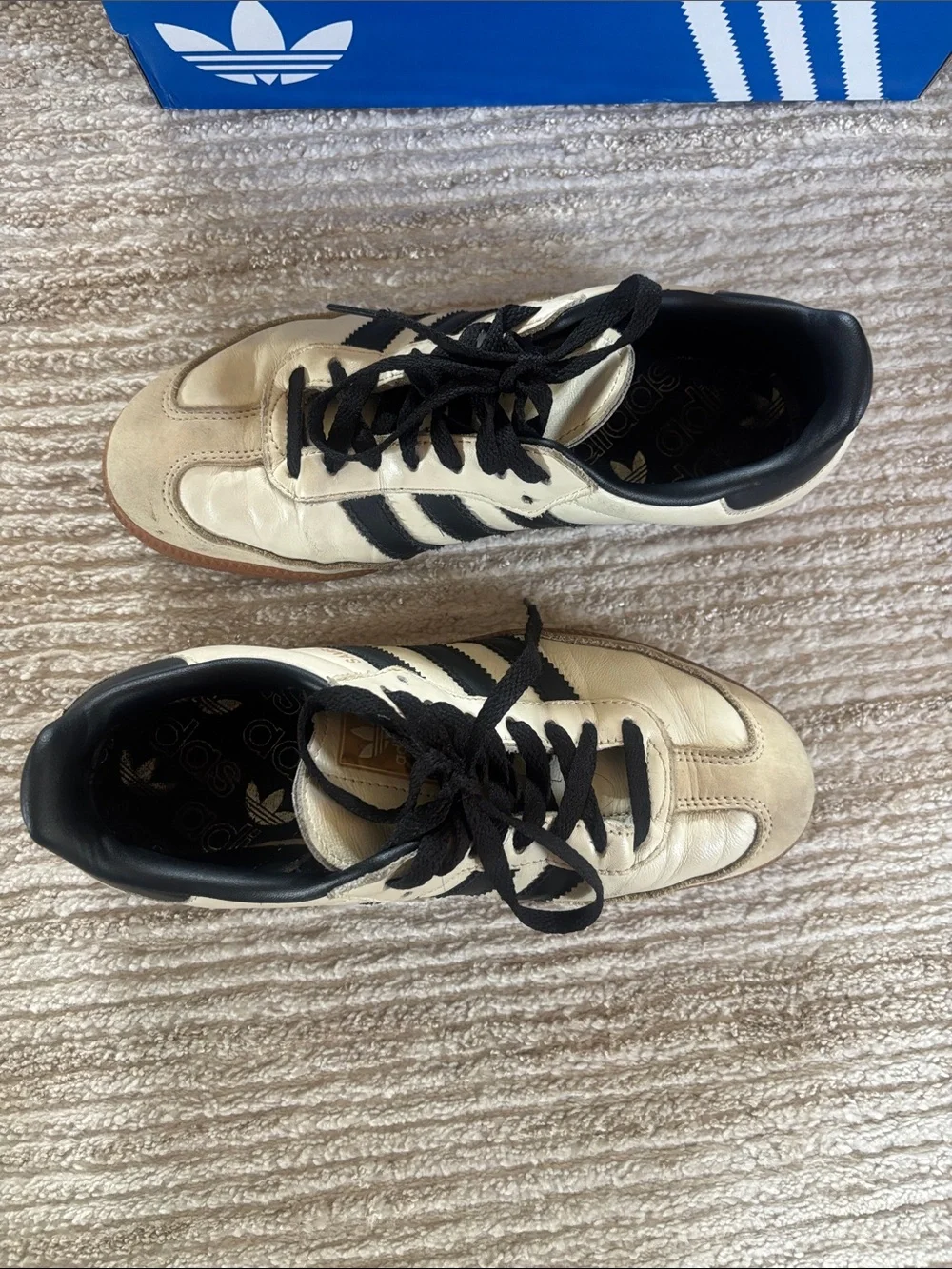 Adidas|  Samba Black and cream w golden logo  Insole Sneakers black shoe laces.